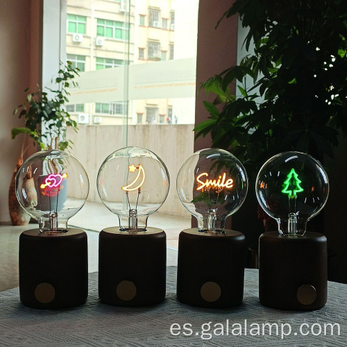 Lámpara de ambiente recargable vintage de madera